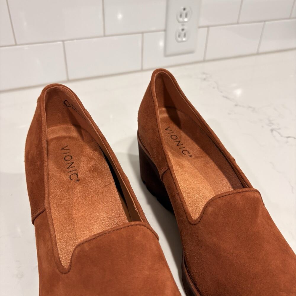 Vionic | Willa Wedge Slip On Shoes Loafer Suede Brown Comfort- Size 8.5 - Picture 4 of 10